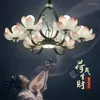 Kroonluchters Moderne Chinese lotuslichten Woonkamer Theehouse Dining Slaapkamer trappenhuis IJzeren Led Hanging Lampen armaturen