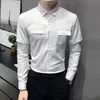 Mäns casual skjortor Spring Autumn Silk Dress Shirt Slim Fit Longsleved Blus Men Stage Party Formal Herr Brand Clothing S5xl 231116