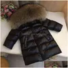 Para baixo casaco crianças menina menino inverno real pele espessada jaquetas 90 casaco longo casaco 1-12y bebê crianças roupas -30 outwear 211203 dr dhlvd