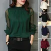 Women's Blouses Lightweight Chic Elegant Ruffle Collar Solid Color Chiffon Shirt Skin-touching Spring Perspective Streetwear