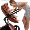 Strollers# High-quality Baby Stroller High Landscape Stroller 2 in 1 leather Baby Carriage Pram Can Sit Reclining Folding Light Kid Trolly Q231116