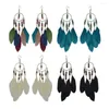 Boucles d'oreilles pendantes ethnique plume goutte pour les femmes Boho perles en bois déclaration boucle d'oreille Pendientes gitane Tribal fête bijoux cadeau