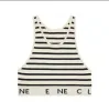 2023 Summer Designer Stripes T Shirt Cropped T Shirts Women Knits Tee Knitted Sport Top Tank Tops Woman Vest Yoga Tees