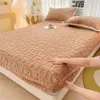 Sängkläder sätter 3D Jacquard monterade ark Taffel Velvet Madrass Cover Winter Warm Thocked Single Double Solid Soft Plush Elastic Bed Cover 231116