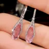 2023 Dangle Boucle D'oreille Ins Top Vente De Luxe Bijoux 925 En Argent Sterling Goutte D'eau Rose Cubique Zircon CZ Diamant Partie Femmes Boucle D'oreille Pour Amant Cadeau