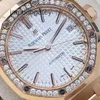 AP 스위스 럭셔리 시계 여성 시계 로얄 오크 시리즈 34mm 직경 18K 로즈 골드 오리지널 다이아몬드 자동 기계 여성 시계 럭셔리 시계 77351OR.zz.1261OR.01