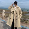 男子トレンチコートストリートウェアスプリングトレンチ韓国人男性ファッションオーバーコート男性の長いウィンドブレイカーストリートウェアメンズウーマンズコートルーズ衣類231116