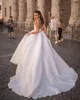Elegant A-line Women Wedding Dress 2024 Square Neck Straps Backless Satin Bridal Bride Gown Vestidos De Noiva Robe De Mariage