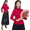 Etniska kläder 2023 Kinesisk stil Kvinnor Qipao toppar National Hanfu Blus Elegant Retro Zen China Traditionell skjorta Tang Suit Loose Loose