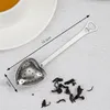 Hjärtformat teinfusör Mesh Ball Rostfri Sile Herbal Locking Tea Infuser Spoon Siler Steeper Handle Dusch Table Tool C14