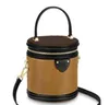 Brown Women Barrel bag Cylinder cases toiletry kits tote crossbody Cosmetic Handbags shoulder bag luxurys designers Free box