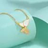 Chaînes Colliers papillon en or rose pour femmes 925 en argent sterling Moissanite pendentif chaîne de cou cadeau d'anniversaire bijoux de luxe en gros