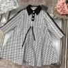 Luxury designer girl partydress Lace up waist design child dress Size 100-150 baby skirt POLO collar Kids frock Nov15