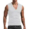 Men's T Shirts Men's Solid V Neck Tank Top Casual Breathable Sleeveless Shirt