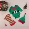 Kleidungssets CitgeeHerbst Weihnachten Säugling Baby Mädchen Jungen Kleidung Set Langarm Body Gestreifte Beinärmel Hut Weihnachten