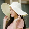 Wide Brim Hats Bucket Hats Wide Brim Hat Ladies Summer Str Sun Shade Hats Sunscreen Seaside Beach Cap Foldable Floppy Casual Visor Sunscreen Caps H117 YQ231116