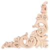 Decorative Figurines 2 Pcs Unpainted Wood Oak Carved Corner Onlay Applique Furniture Home Decor 12.5X12.5Cm & 8 X 8Cm