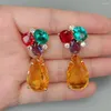 Stud Earrings YYGEM 14x22mm Multi Color Crystal Cz Drop Gold Plated Stone Earring Fashion Delicate Jewelry