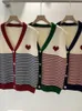 Damenwesten Colorfaith Chic Koreanische Mode Gestreifte Weste Gestrickte Vintage Pullover Frauen Herbst Winter Wilde Dame SWV3528JX 231116