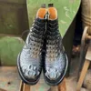 Stivali SIPRIKS Uomo Scarpe da moto originali in pelle di coccodrillo Moto Zip Cowboy maschio Goodyear Welted Shoe Elegante