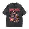 Men's T Shirts Anime Horror Movies Printed T-shirt Men Retro Washed Distressed Cotton T-shirts Harajuku Gothic Streetwear Hip Hop Shirt