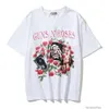 디자이너 패션 의류 럭셔리 티 Tshirts American High Street Gunfire B Old Rose Print VTG 느슨한 캐주얼 짧은 슬리브 티셔츠