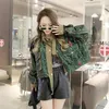 Women's Jackets Vintage Overalls Jacket Women's Short Sequined Top Heavy Industry Beads Ins Trendy Fashionable Street Hipster Y2K Coat