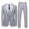 メンズスーツブレザーグレーエレガントジャケットパンツベスト3PCS Groom Tuxedo Blazer Blazer Blazer Blazer Mens Sets for Wedding Gentleman Party Wear Mal