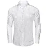 Men's Dress Shirts Hi-Tie Lapel Collar White Paisley Silk Mens Summer Long Sleeve Outerwear Light Hawaii Aloha Shirt For Male Jacquard Gift