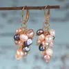 매달린 귀걸이 패션 Freshwater Pearls Drop for Women 포도 무리 성명 프랑스 귀걸이 신부 웨딩 쥬얼리