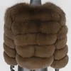 Women's Fur Faux CXFS 2023 Three Quarter Sleeve Winter Jacket Women Real Coat Natural Big Fluffy Outerwear Streetwear Thick Warm 231116