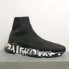 Designer Speed Trainer Chaussures Knit Platform Sneakers Graffiti Noir Blanc Rose Mocassins À Lacets Femmes Hommes Bottes Jogging Sports 36-45