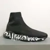 Designer balansiagas skor stickad plattform sneakers graffiti svart vit rosa balansiagor loafers spetsar upp kvinnor män stövlar jogging sport 36-45