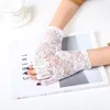 Five Fingers Gloves 1pairs/2pcs Fashion Sexy Summer Female Half Finger Sunscreen Short Lace Thin Women Driving Flower Pattern Fingerless