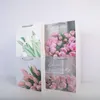 Gift Wrap 28x28x28cm Mother's Day Flower Boxy Box Printed Tulip Carnation Bags Square Large White Cardboard Bouquet Rope Handle Bag