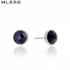 Boucles d'oreilles mlrrr sterling 925 bijoux en argent Simple Blue Sable Stones Round Forme pour les femmes et l'homme