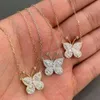AAA GEMS Women Pure 14K Yellow Gold Chain VVS Color 2 Cts Moissanite Lab Diamond Butterfly Necklace For Gift