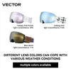 Ski Goggles VECTOR Ski Goggles Men Snowboard Glasses Women Winter Outdoor Snow Sunglasses UV400 Double Layers Lens Anti-Fog Skiing Goggles 231116