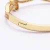 Bangle Luxury CZ Crystal Goldplated Double Heart Design Women Armband Manschett Bangle Wedding Wristband Smycken Drop 231116