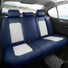 Fundas de asiento de coche Nappa, transpirable, impermeable, de piel sintética, cubierta de coche para coches, SUV, camión, sedán, universal, azul, blanco