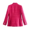 Damen-Anzüge, Blazer, eleganter Zweireiher-Tweed-Anzug mit langen Ärmeln, Taschenjacke, modisches Street-Top 231116