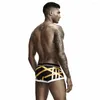 Underbyxor 2023 Mäns låghöjda mode sexiga märke Underkläder Soft Ice Silk Boxer Shorts Goldenband M-XXL