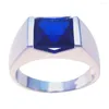 Clusterringen 925 Sterling Silver Men Ring Echte Tanzanite CZ Wedding Sieraden Betrokkenheid en vrouwen Maat 5/6/7/9/9/10/11