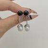 Boucles d'oreilles pendantes Freetry Vintage en perles naturelles pour femmes, bijoux suspendus en acrylique noir, tendance, cadeaux, 2023