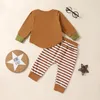 Clothing Sets Born Toddler Girl Boys Fall Outfits Contrast Color Pocket Long Sleeve T-Shirts Stripe Pants Set 0-4Years