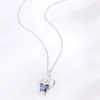 Chains 2023 Jewelry Fashion Beautiful Blue Butterfly Heart Pendant Necklace Female Gift Wholesale