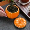 Bottiglie di stoccaggio Barattoli di spezie in ceramica Scatola di condimento per microonde Serbatoio a forma di zucca con coperchio Contenitore decorativo per sale Porta caramelle Porta tè