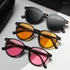 Sunglasses Ocean Lenses Round Men Women Fashion Vintage High Quality Brand Designer Rivet Sun Glasses Hip Black Pink Shadow