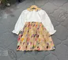 Varumärkesdesigner Girl Partydress som bär prinsessklänning Storlek 90-140 Färgglada bokstäver Tryck Baby kjol LAPEL KIDS FROCK NOV15