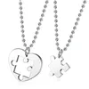 Colares de pingente 1 par casal coração forma puzzle colar unisex amantes casais jóias moda presente acessórios